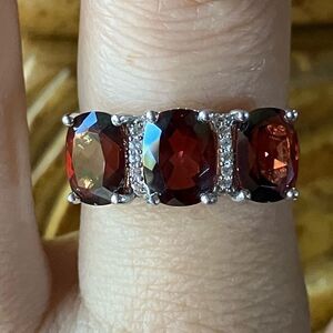 Red Labradorite Sterling Silver Ring Size 7.75